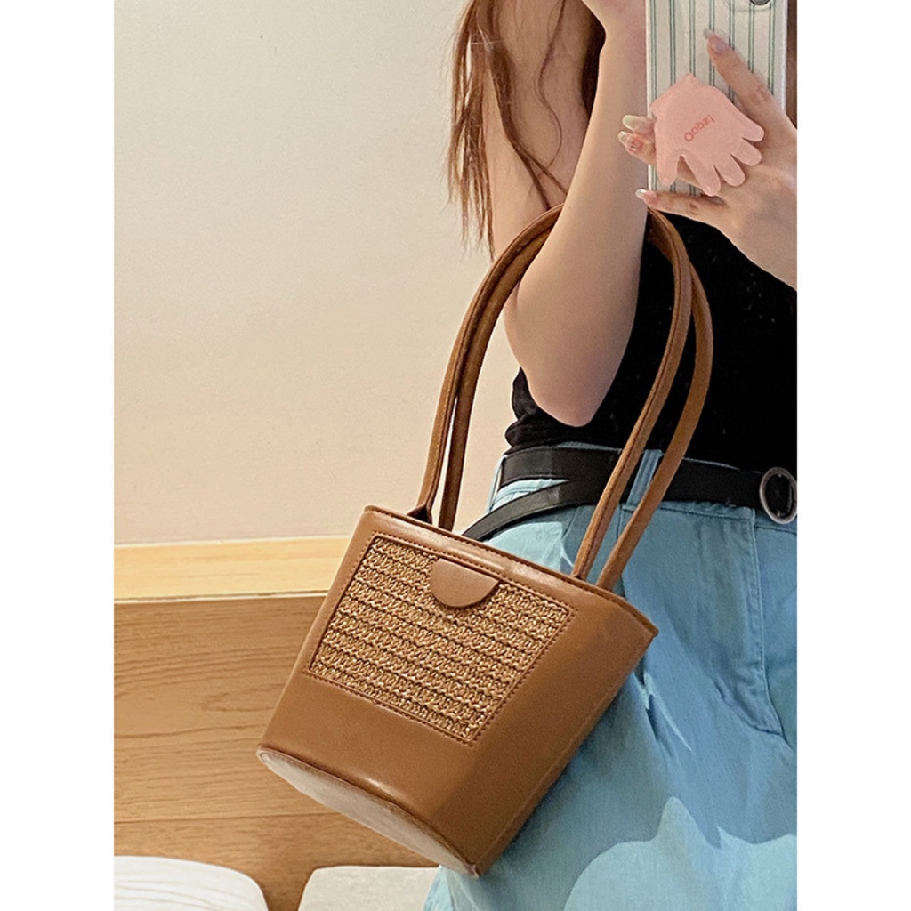 Túi Đeo Vai/Xách Tay Bằng Rơm Đơn Giản Cổ Điển Thời Trang Phong Cách Hàn Quốc La.orie - La018