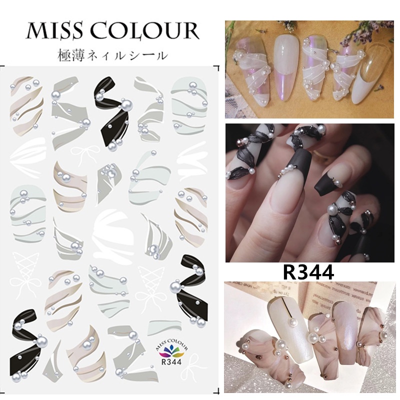 Sticker nơ hoa lá trái tim nail, decal sticker dán móng tay hoa cỏ bốn lá 3D 5D trang trí nail