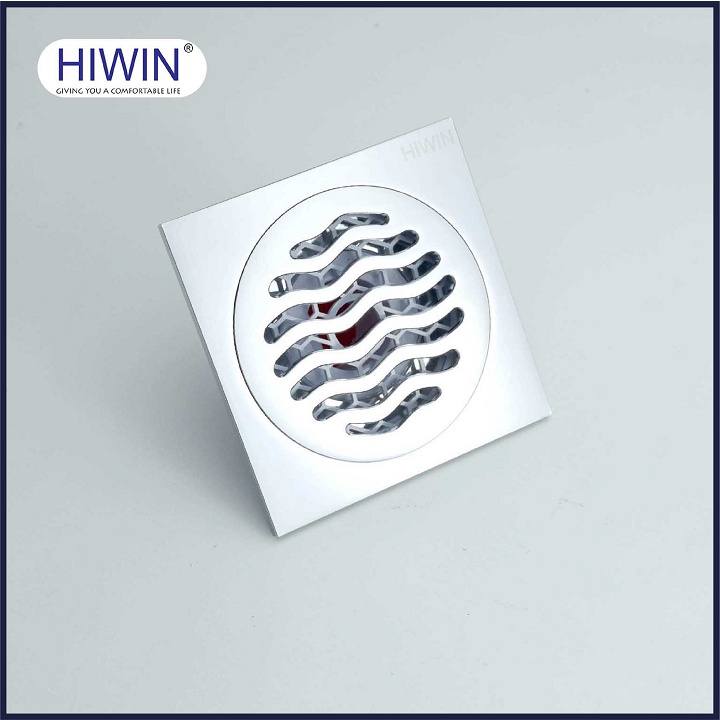 Phễu thoát sàn chống mùi hôi thoát nước nhanh đồng mạ crom kích thước 100x100mm HIWIN FD-1118