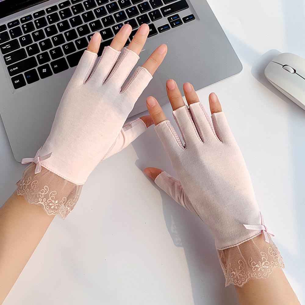 Găng Tay Ren Hở Ngón Thoáng Khí Chống Tia UV Thời Trang Mùa Hè Cho Nữ
