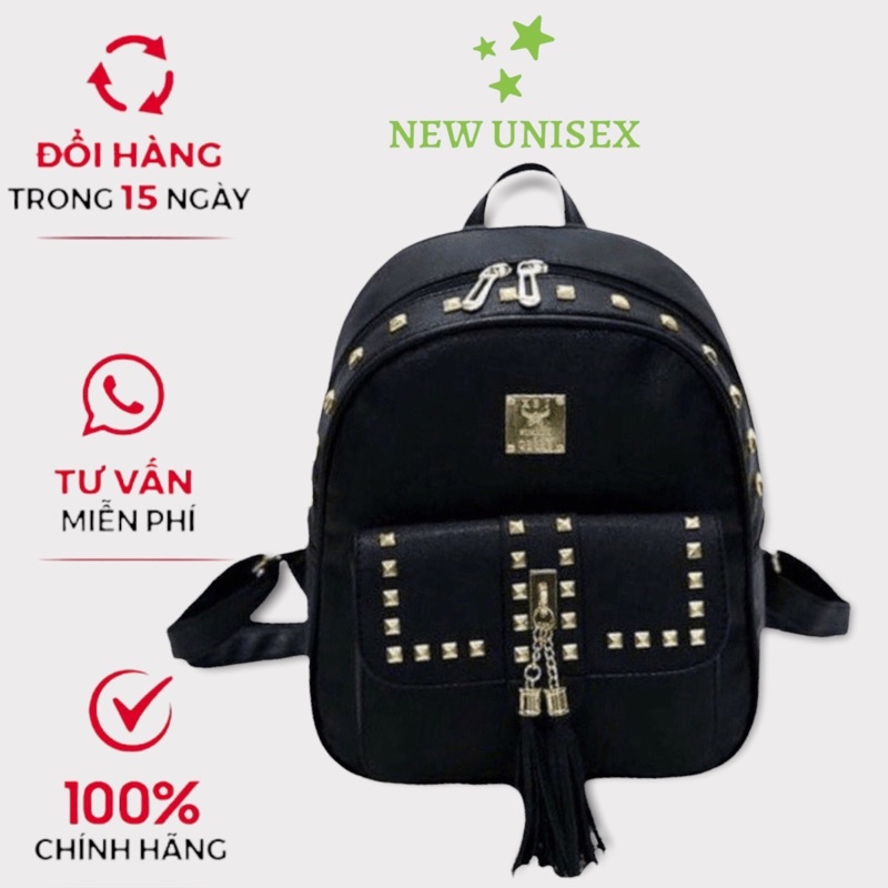 balo đinh - balo đinh 2 râu size 27x29cm chất da Pu mềm [New Unisex]