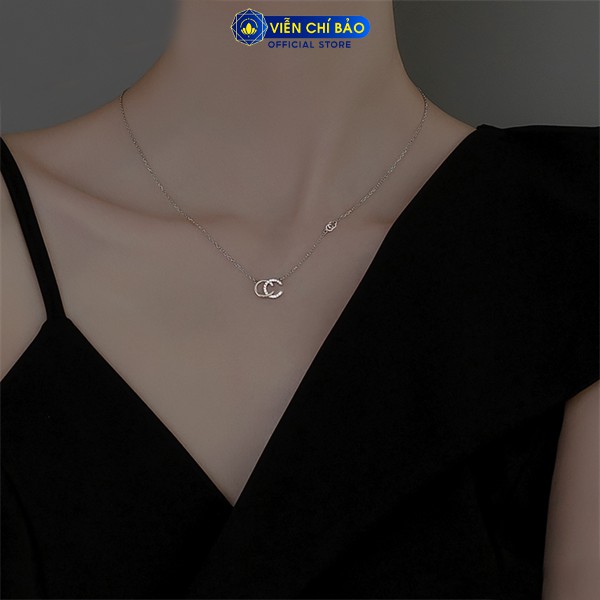 Dây chuyền bạc nữ Guc.ci đính đá chất liệu bạc 925 thời trang phụ kiện trang sức nữ Viễn Chí Bảo D400405