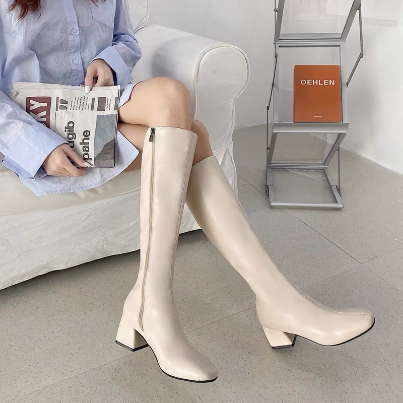BOOT- BỐT ĐÙI DA MỊN FORM ĐỨNG KHOÁ TRONG MŨI VUÔNG CAO CẤP