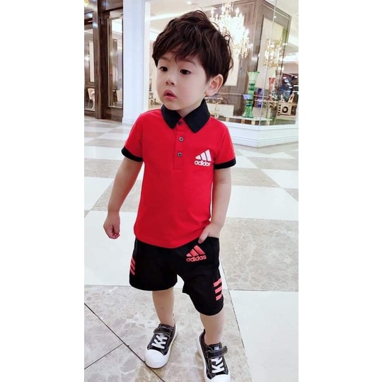 Đồ bộ Bé Trai, Set Bộ bé Trai áo thun cổ trụ quần có túi chất vải cotton tàu