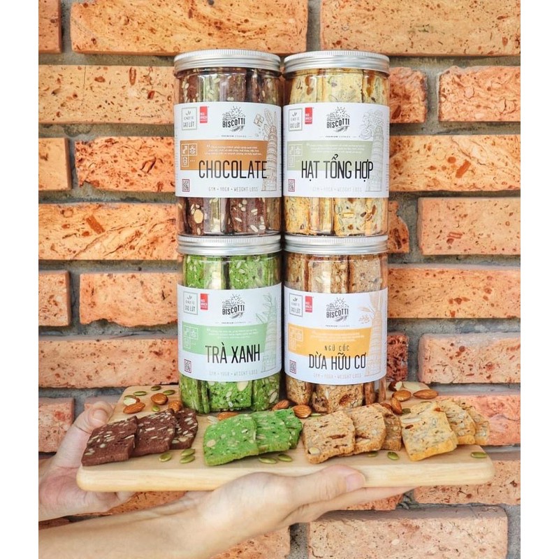 Bánh BISCOTTI Gạch Đỏ Tốt Cho Chế Độ Ăn Kiêng, Giảm Cân, Người Bị Tiếu Đường Hộp 250g