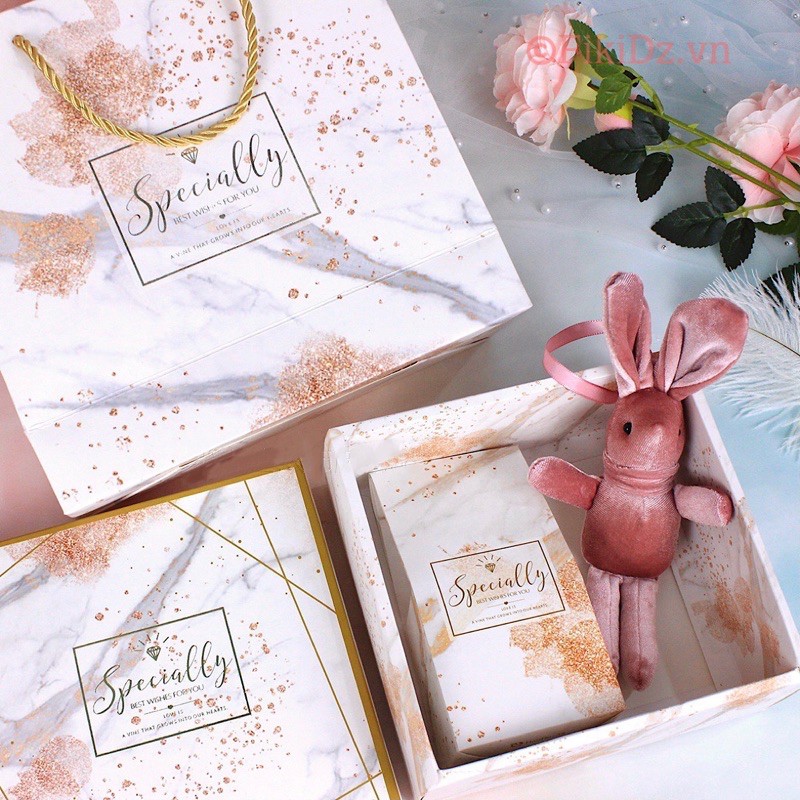 SỈ 24K 25K Set 2 món - Hộp quà tặng & túi giấy VÂN ĐÁ 2 size | BigBuy360 - bigbuy360.vn