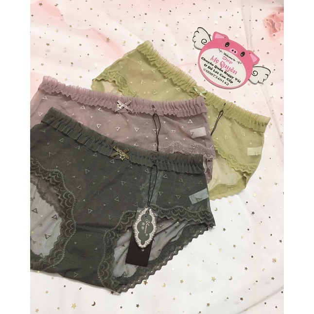 Quần lót ren nhún bèo- voan lưới xuyên thấu sexy gợi cảm- co dãn tốt &lt;65kg