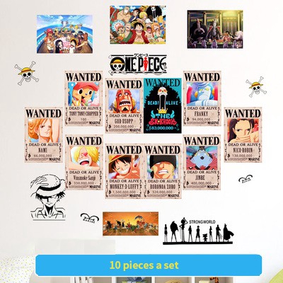 Set 10 poster trang trí hình nhân vật phim ONE PIECE