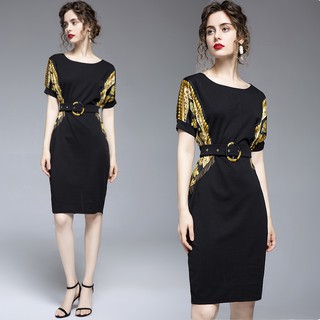 Đầm Tay Ngắn Hoạ Tiết Hoa Thiết Kế Thanh Lịch Phong Cách Vintage