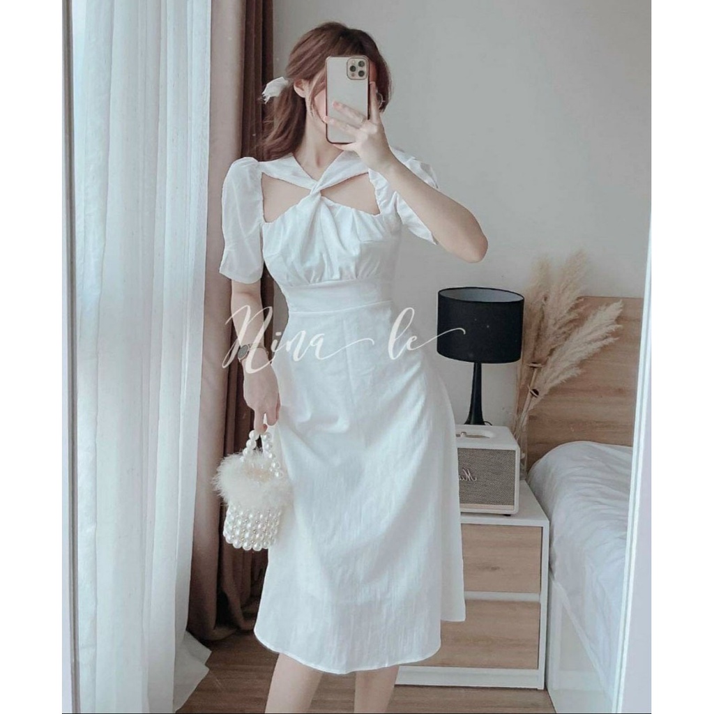 [HCM] Đầm Xòe Dạ Hội Xoắn Ngực Cao Cấp Thời Trang Nữ Sam Closet Free Size 40-55kg