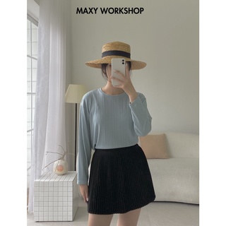 Áo thun nữ dài tay cổ tròn basic Lollipop Tee Blue Maxy Workshop