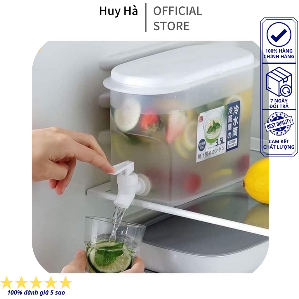 Bình đựng nước để tủ lạnh 3.5L có vòi rót nước, bảo quản lạnh nước trái cây, nước ngọt có lắp đậy bảo quản tiện dụng