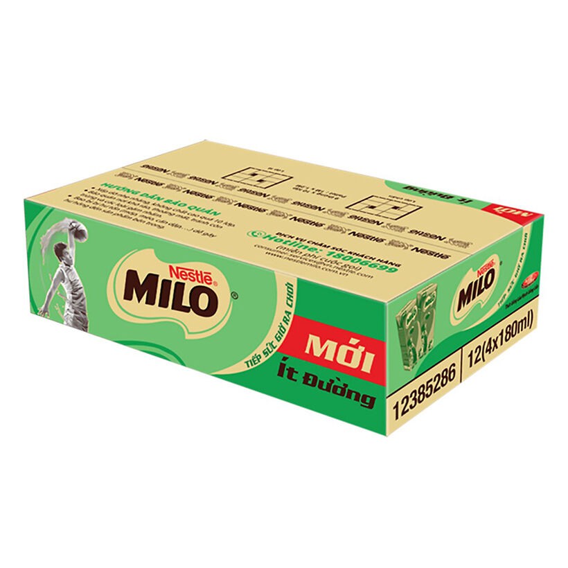 Thùng 12 lốc thức uống lúa mạch Milo 180ml date mới