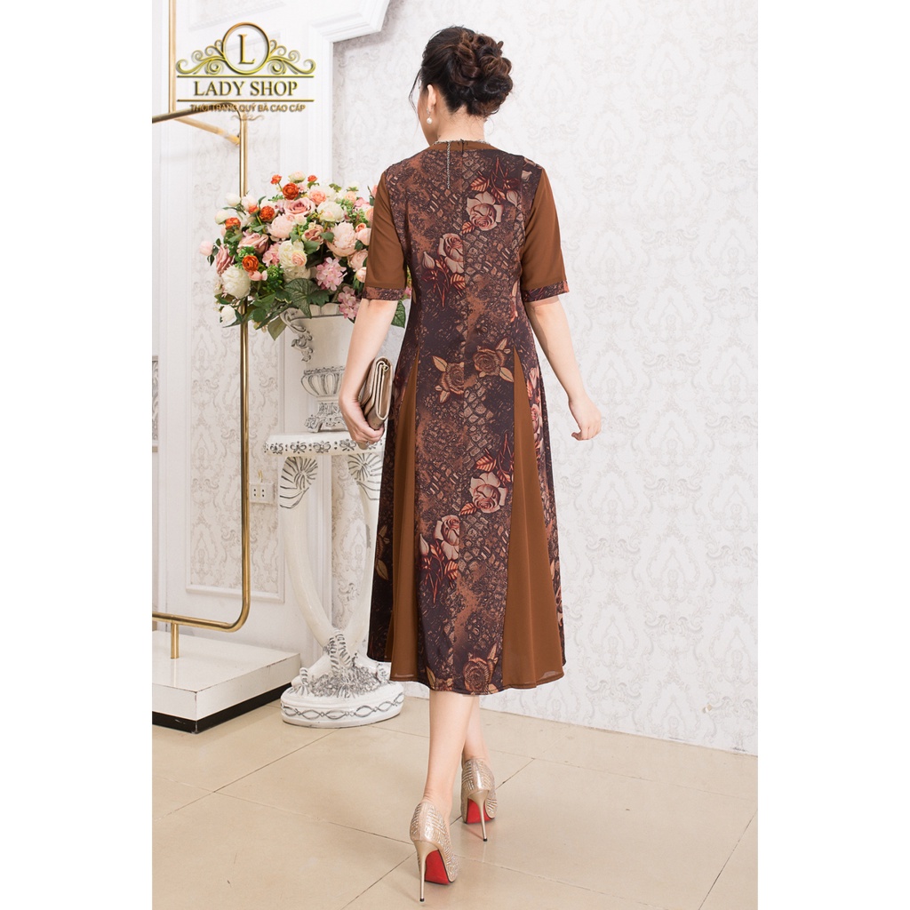 Váy Đầm trung niên Ladyshop đầm lụa thời trang nữ phối voan cao cấp TK681 | BigBuy360 - bigbuy360.vn