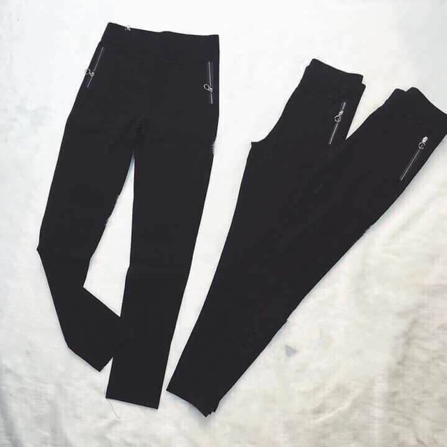 [AN MỘC] Quần legging nữ phối khoá dọc hông cá tính cho nữ