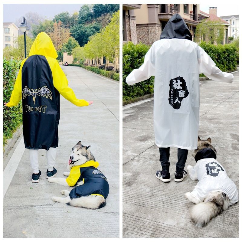 Áo mưa cho chó cưng vừa và lớn săn lông vàng Alaska Husky Samoyed master poncho trang phục cha mẹ-con