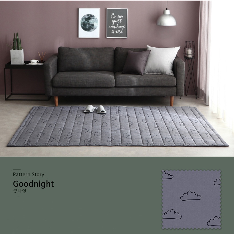 HANA HANA Thảm trải ngủ Hàn Quốc Goodnight Gray 150x210cm