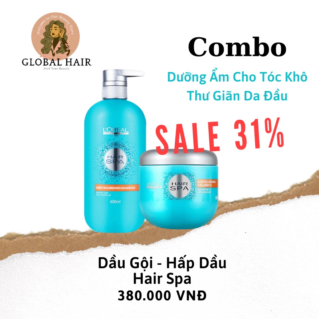 Combo gội và hấp dầu dưỡng ẩm cho tóc khô và thư giản da đầu Hair Spa Loreal Professionnel