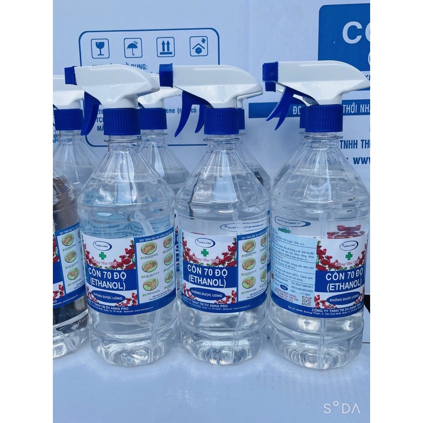 Cồn Y Tế Rửa Tay Sát Khuẩn 70 Độ ETHANOL CHAI 1 LÍT CÓ VÒI XỊT Hương Hoa Hồng