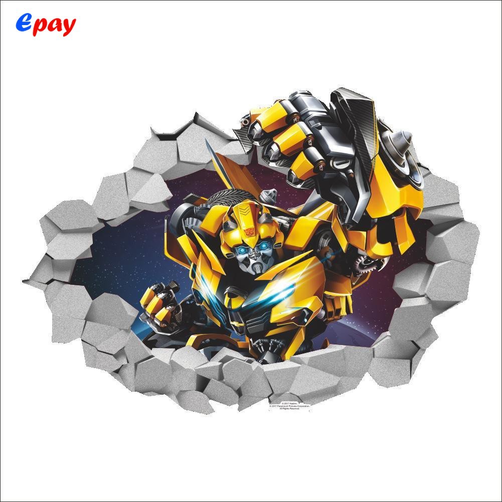 EPAY 3D Cartoon Robot có thể tháo rời PVC Hình nền nhà Trẻ em Trang trí Cậu bé Decal