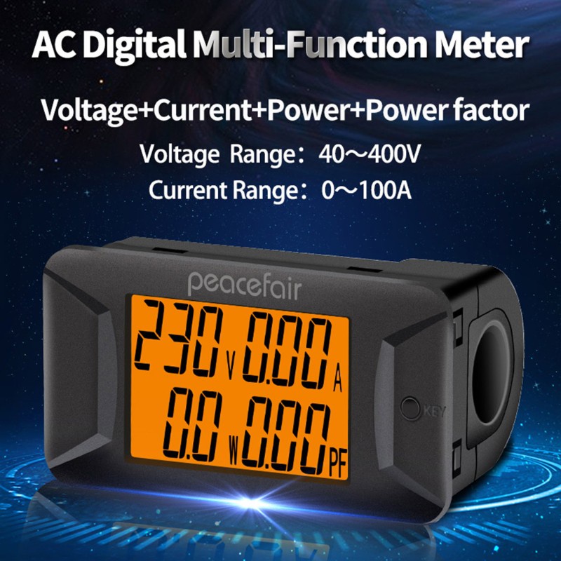 JoJo♥ AC LCD Display Digital Multimeter Ammeter Voltmeter  40-400V 100A Current Voltage Power Energy Frequency Power