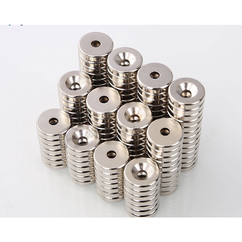 Nam châm đất hiếm 10x3mm lỗ vát lực từ cực mạnh