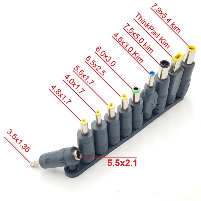 Bộ 10 Jack Cắm DC 5.5x2.1MM cho máy tính Chuyển Phích Cắm DC5.5mm Đa Năng - shopthongminh5.0