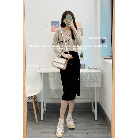 áo len cổ chéo ẢNH THẬT VIDEO hichi | BigBuy360 - bigbuy360.vn