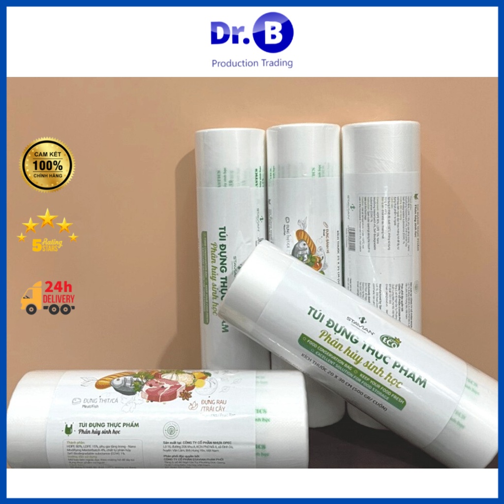 (Flash Sale) Túi đựng thực phẩm phân hủy sinh học ECO cuộn 500gr - Amina