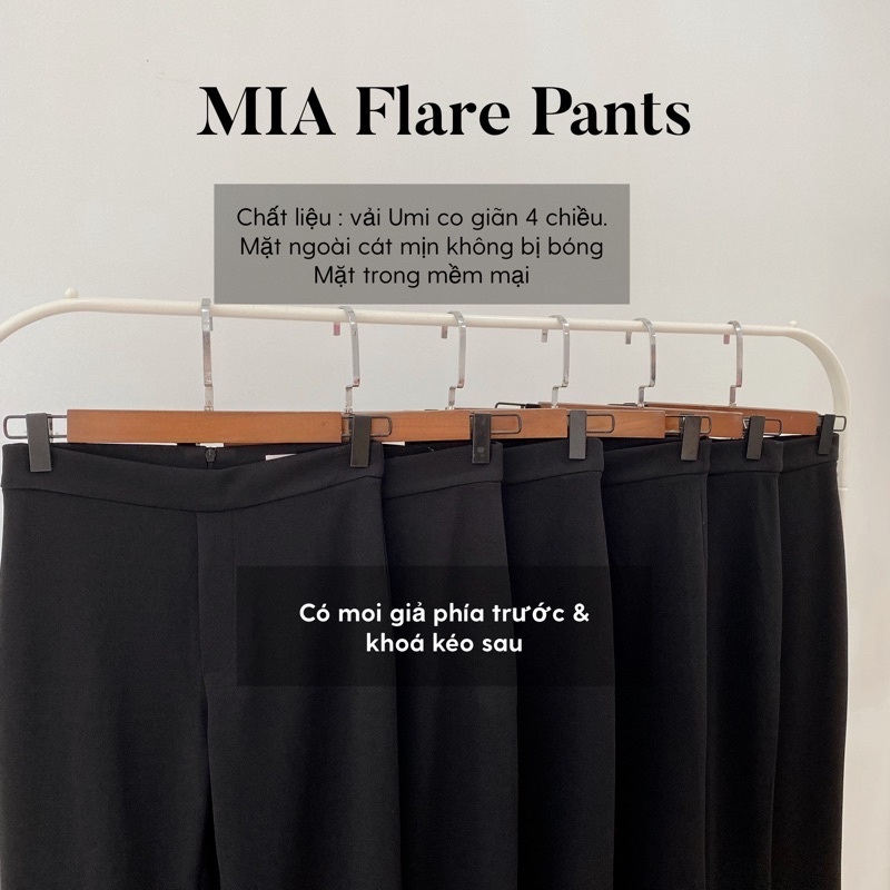 Quần ống loe đen cạp cao hack dáng quần loe co giãn 4 chiều khoá sau Mia Flare Pants Q377