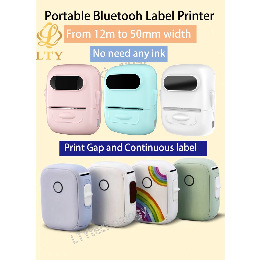 (Với Miễn Phí Miễn Phí) Máy In Nhãn Không Mực Bluetooth Di Động Để Ghi Chú/Học Mã/Học Kế Hoạch