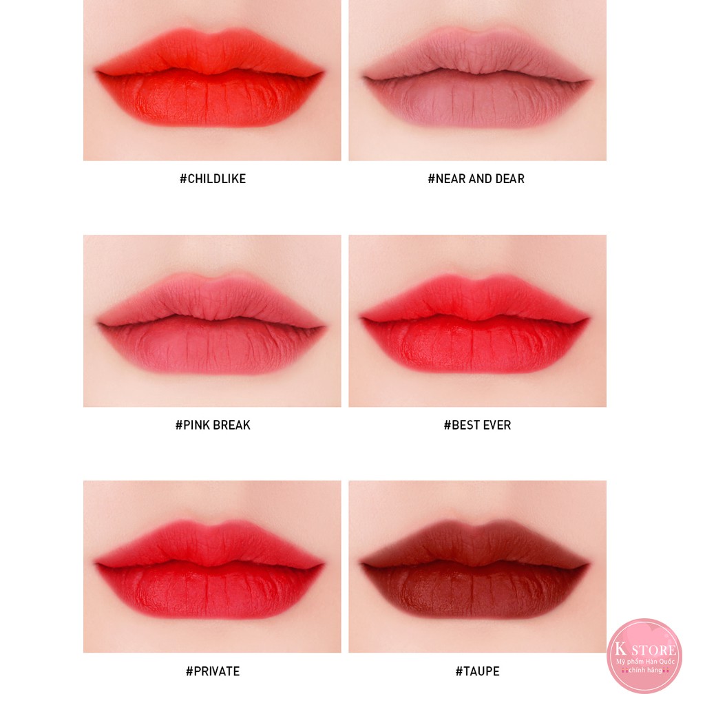 Son Kem Lì 3CE Velvet Lip CHÍNH HÃNG - CHECK được mã vạch