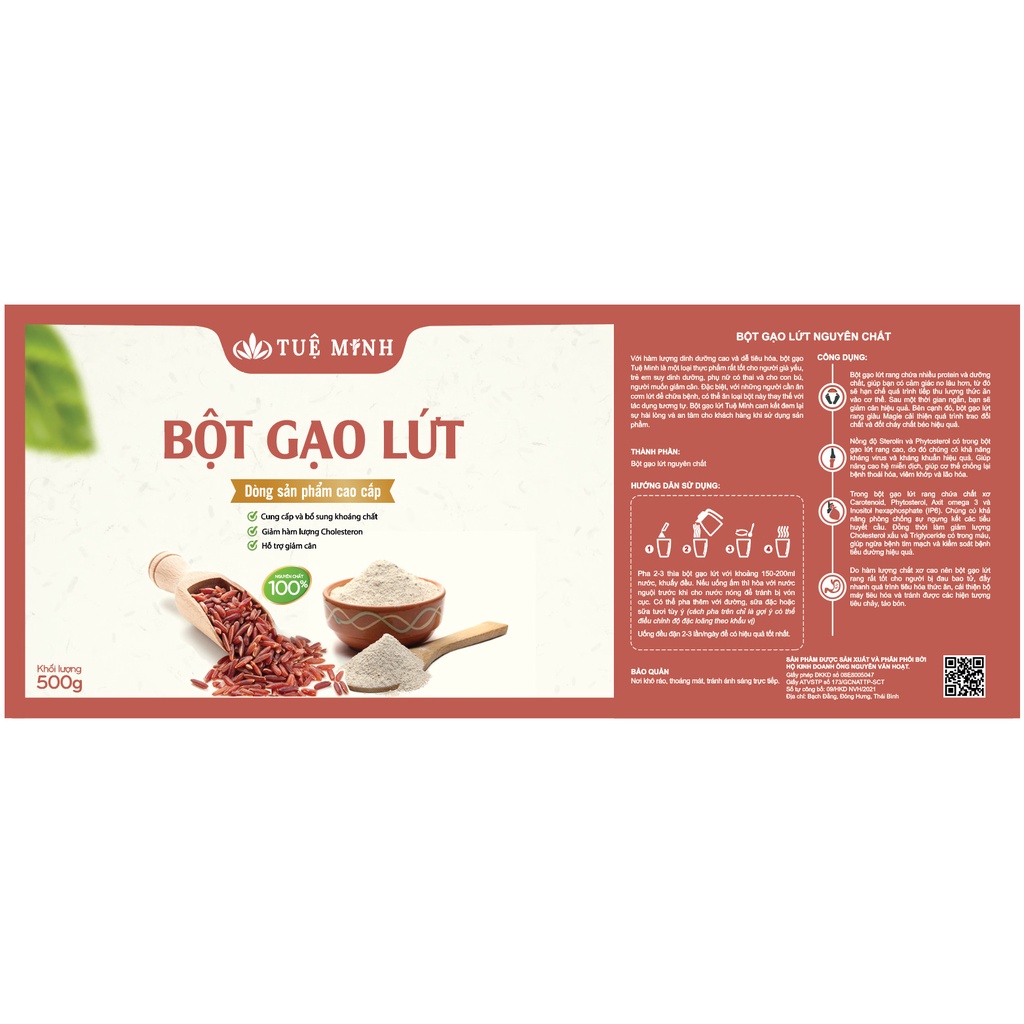 Bột Gạo Lứt Giảm Cân Organic Tuệ Minh Cao Cấp, Bột Gạo Lứt Tách Béo Tốt Cho Sức Khỏe, Giảm Cân Hiệu Quả