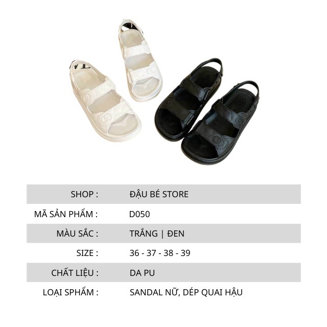 Dép Sandal Nữ Hở Ngón Quai Ngang Đế Bằng Thời Trang Ulzzang - Dép Xăng Đan Quai Hậu Đế 3p Hàn Quốc - Đậu Bé - D050