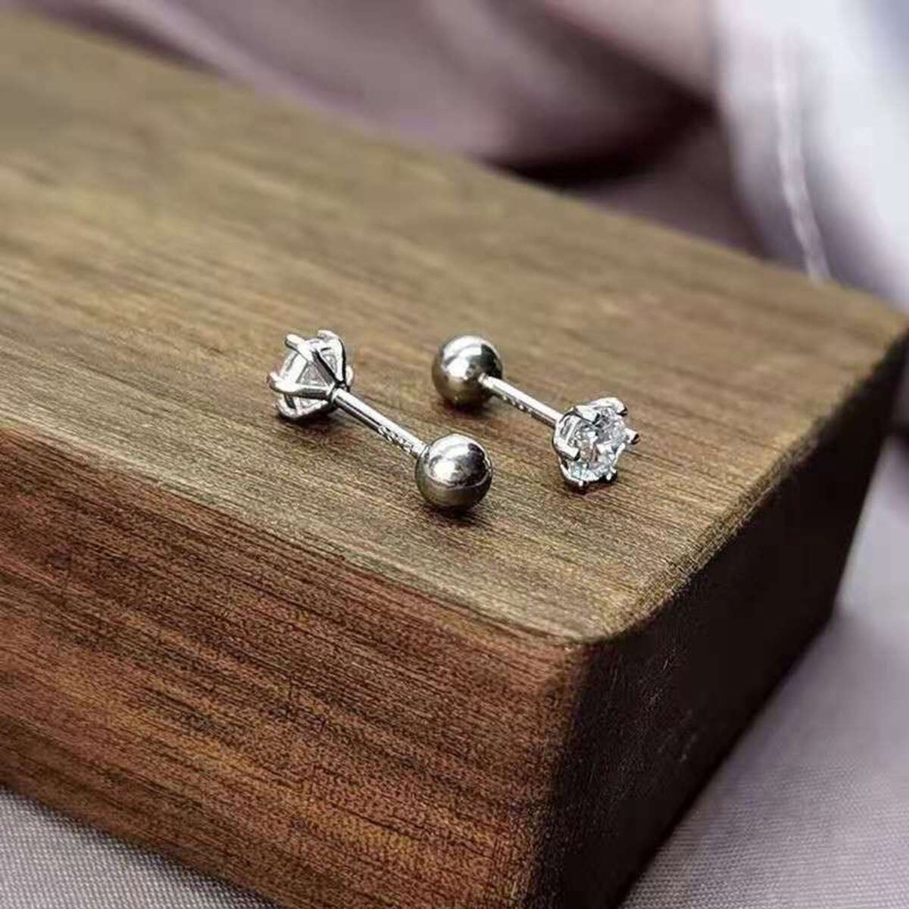 Khuyên tai Đính đá nam nữ SAZ màu bạc đơn giản đẹp nhỏ xinh - HT Đính đá