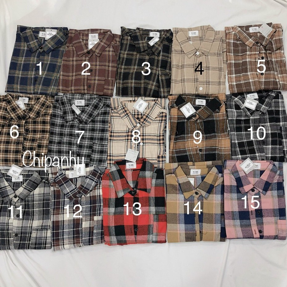 ÁO SƠ MI NỮ KẺ DÀI TAY DÁNG THỤNG FREESIZE