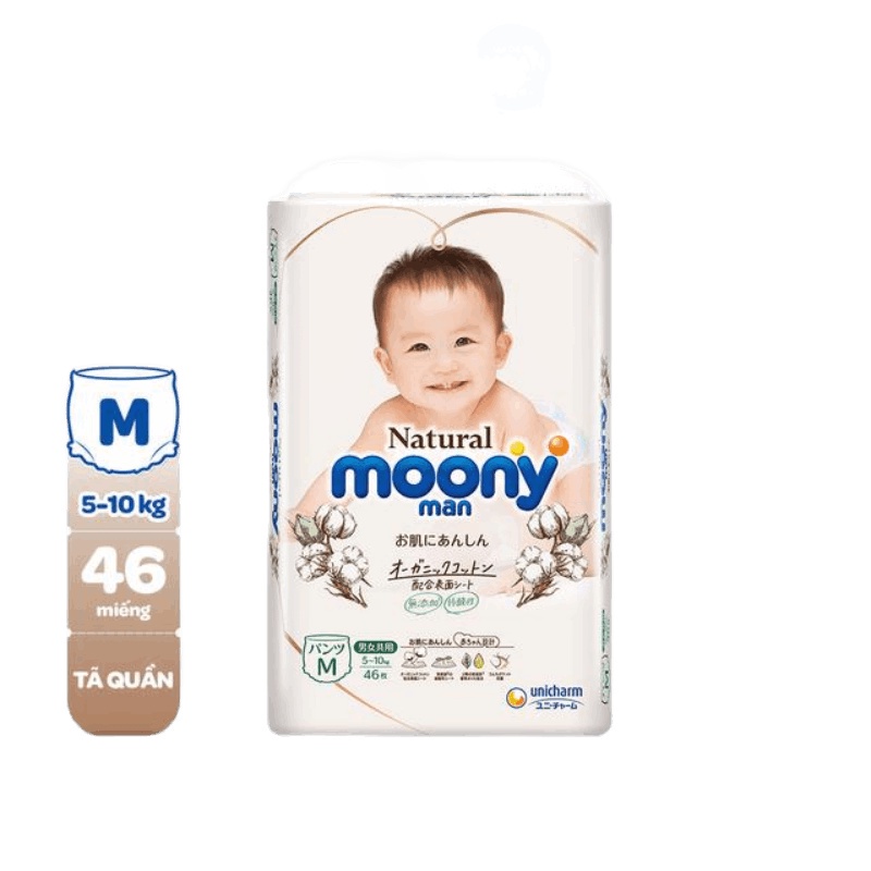 Tã quần Moony Natural siêu cao cấp M46/L36/Xl32