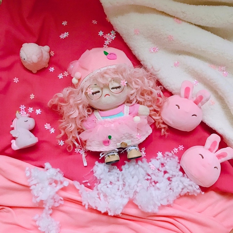 (hoả tốc có sẵn) Quần áo cho Labubu-doll 10-15-20cm-Set Peach Girl + Peach Boy