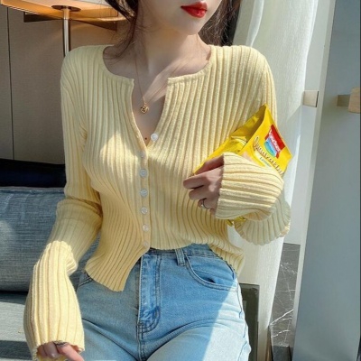 Áo khoác cardigan dệt kim cổ chữ V kiểu dáng thời trang dành cho nữ