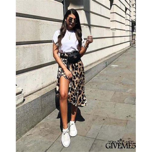 Váy nữ dáng xòe vải họa tiết da báo quyến rũ