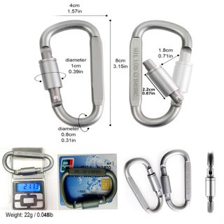 Bộ 6 Móc Khóa Đa Năng ABG Chữ D Màu Bạc Khoá Xoay Lock Hợp Kim Nhôm 8cm Dùng Để Treo Đồ Balo Du Lịch Đi Phượt Dã Ngoại