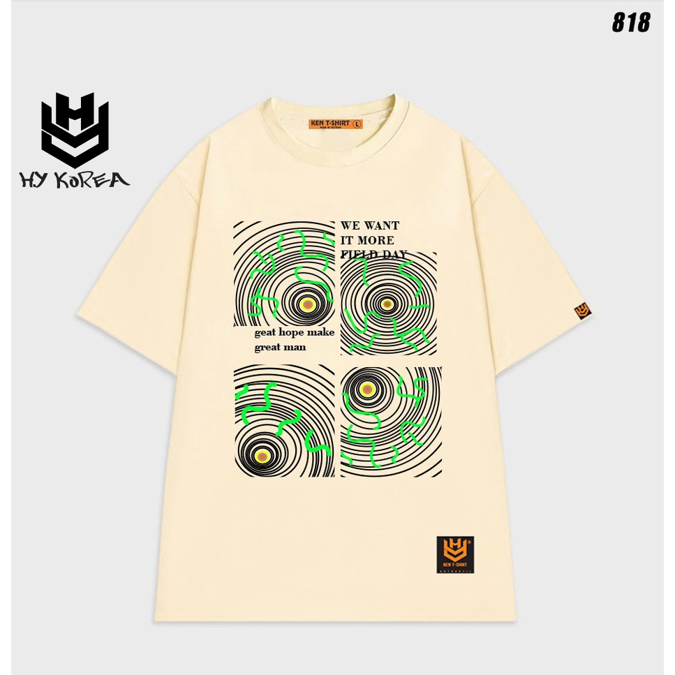 Áo thun tay lỡ unisex form rộng nam nữ Vòng xoáy 818 HY KOREA