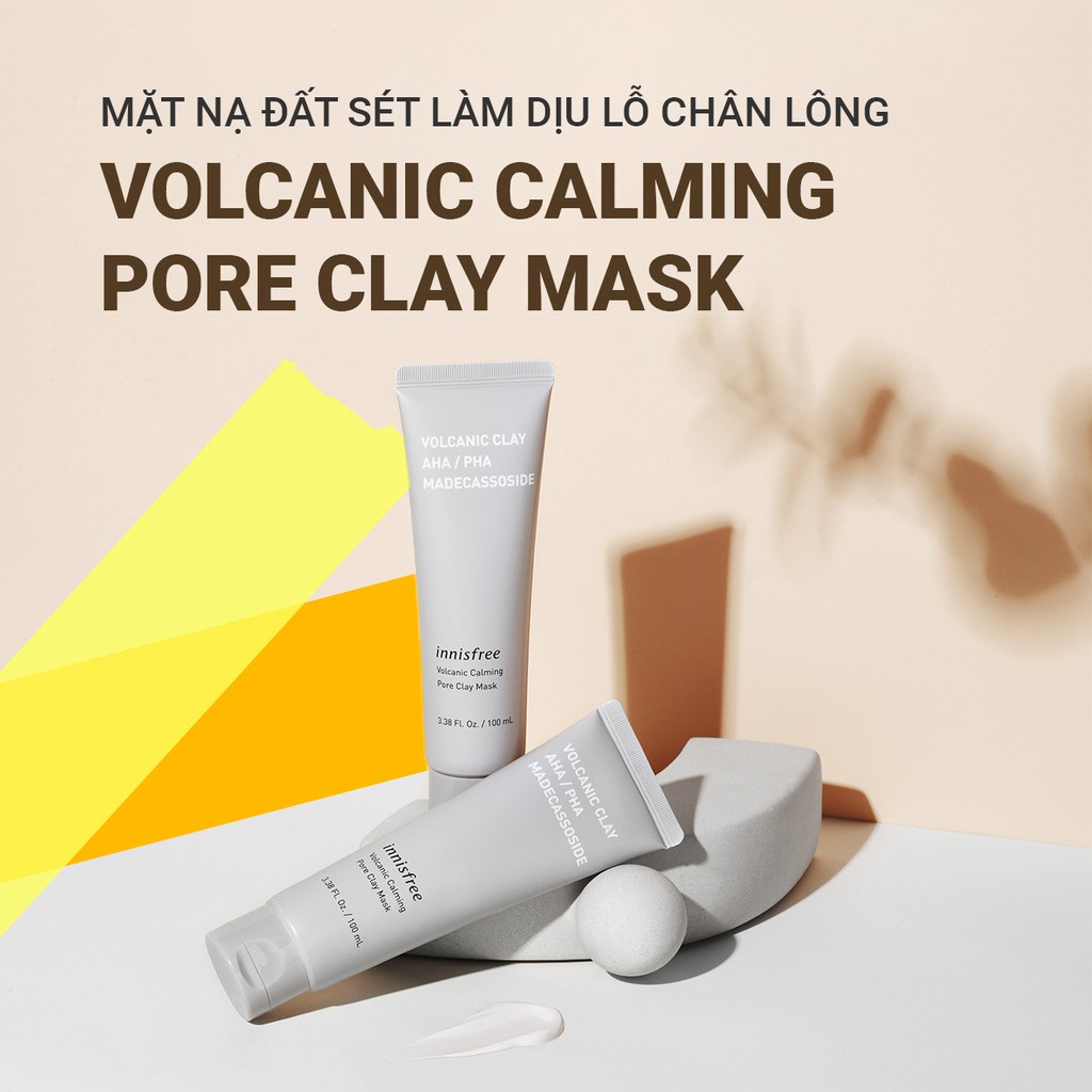 Bộ sản phẩm mặt nạ đất sét làm dịu lỗ chân lông Innisfree Volcanic Calming Pore Clay Mask Set