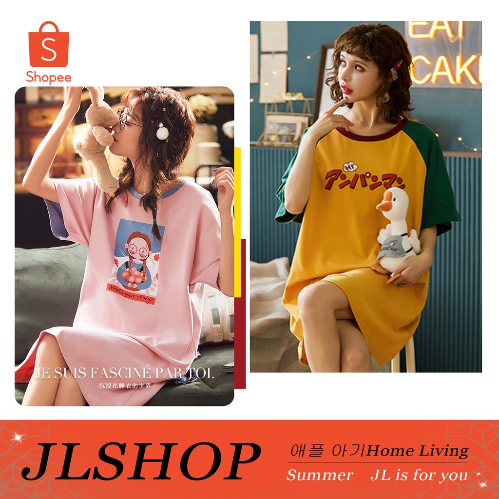 Bộ Đồ Ngủ Tay Ngắn Vải Cotton Cỡ Lớn In Hoạt Hình Dễ Thương Cho Các Cặp Đôi