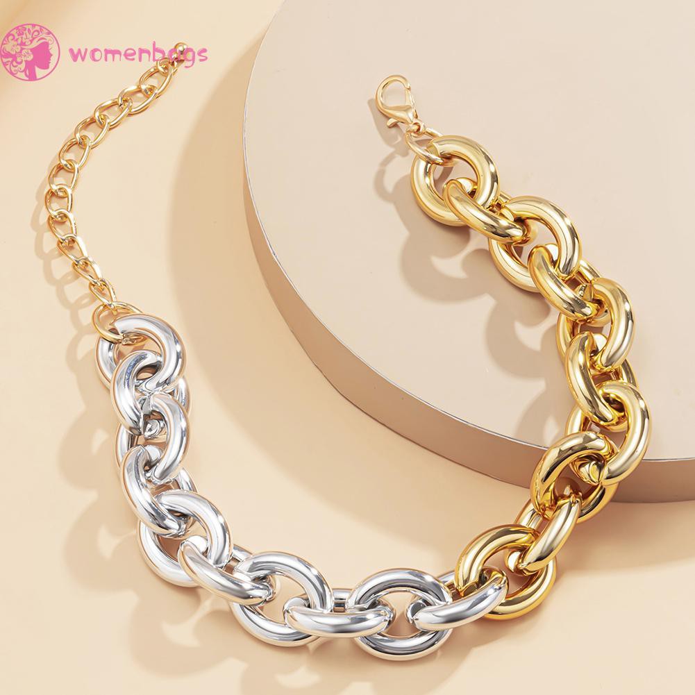 Dây Chuyền Choker Dày Hai Lớp Cổ Ngắn Màu Sắc Phong Cách Hip Hop Cho Nữ