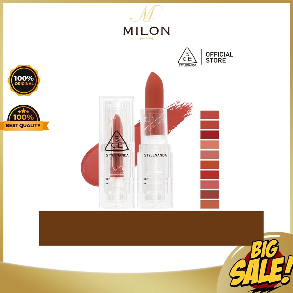 Son Thỏi Lì 3CE Soft Matte Lipstick Vỏ Trong Suốt Cho Làn Môi Mịn Màng Ẩm Mượt