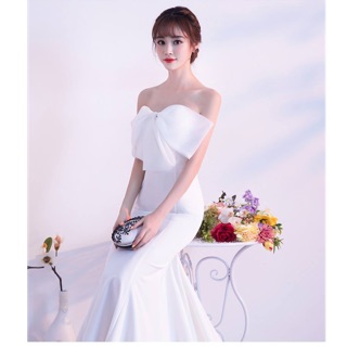 Đầm dạ hội cúp ngực đính nơ cao cấp