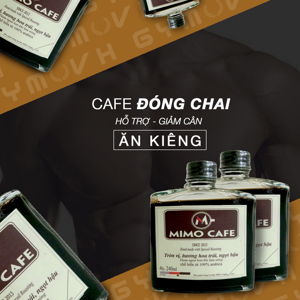 Cà phê đóng chai rang mộc nguyên chất Hạt Arabica 100% chai 240ml - Hỗ Trợ Giảm Cân - Mimo Cafe