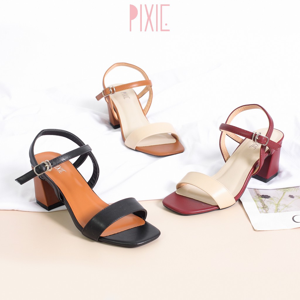 Giày Sandal Cao Gót 6cm Đế Vuông Mix Nhiều Màu Pixie X467