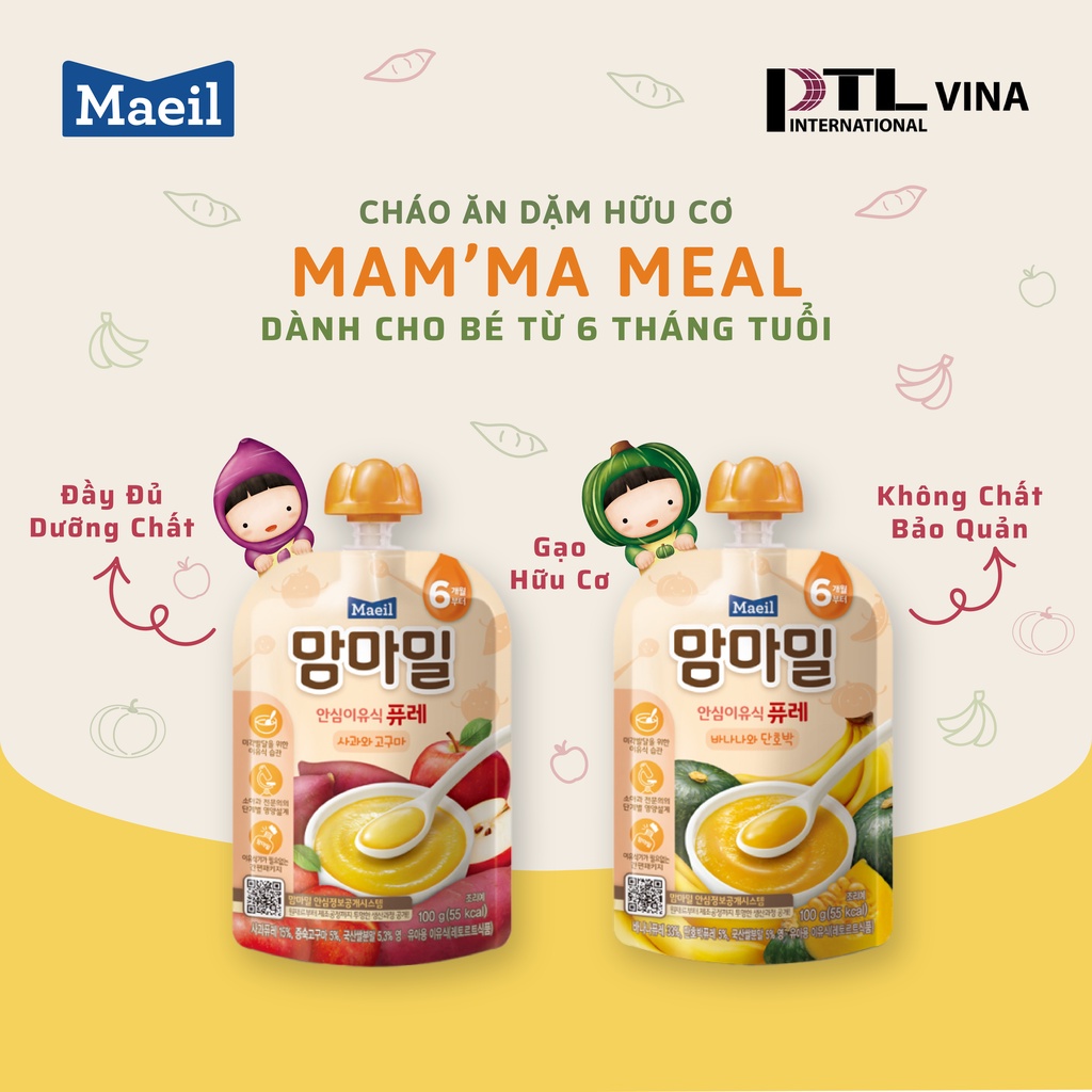 Cháo Ăn Dặm MAEIL Mam’ma Hàn Quốc Thành Phần Hữu Cơ An Toàn Cho Bé Từ 6M (100g)